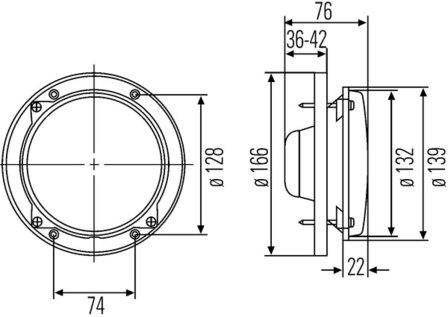 Hella Koplamp &Oslash;132mm Met Standlicht helder glas H4 | 1A3 996 162-071