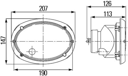 Hella Koplamp Oval 120 Inbouw Met Standlicht H4 | 1AB 996 157-091