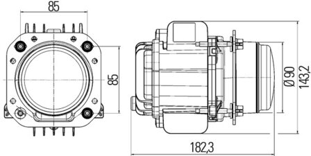 Hella Koplamp &Oslash;90mm bi-led 12-24V z/controle | 1AL 010 820-021