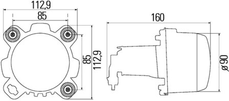 Hella Koplamp DE &Oslash; 90mm Met gloeilampen 12V H1 | 1BL 247 042-001