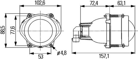 Hella Koplamp DE Module 60 Met gloeilampen 12V HB3 | 1BL 998 570-001