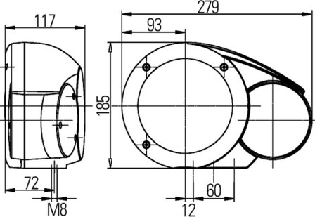 Hella Koplamp Combi 133 12V M8 links | 1E3 996 160-011