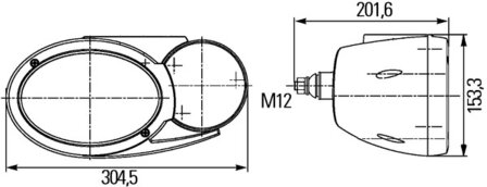 Hella Koplamp Combi 120 24VH4 2xM12 links | 1EB 996 167-177