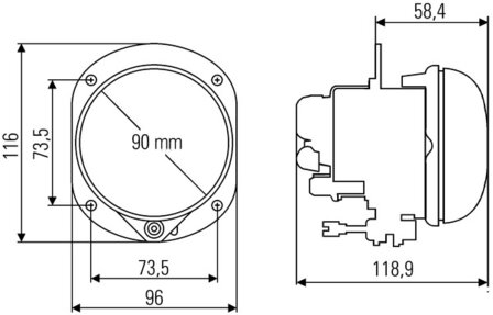 Hella Verstr + Dagrijverlichting &Oslash;90mm 12V H15 | 1F0 010 293-001