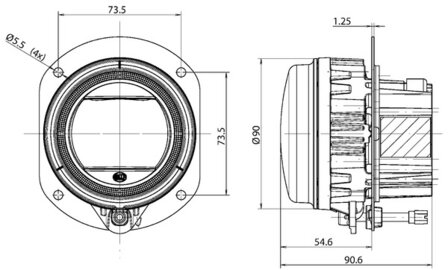 Hella Verstr/Dagrijverlichting/posit led &Oslash;90mm L4060 Met Frame | 1F0 011 988-031