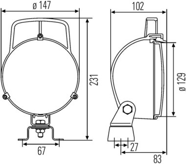 Hella Werklamp W131 Voorveld Verlichting Zonder Schakelaar F2 | 1G3 996 001-001