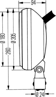 Hella Werklamp Opbouw 180mm m/gr m/sch buisbev | 1G8 002 340-011