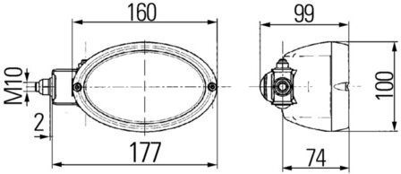 Hella Werklamp Oval 100 incl12V gloeilamp H3 | 1GA 996 161-301