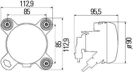 Hella Verstr FF Inbouw Met Standlicht Met Gloeilampen 12V H1 | 1K0 247 043-007