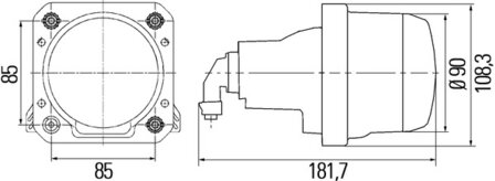 Hella Koplamp &Oslash;90mm 12V bi-halogeen linksverk | 1LL 009 998-011