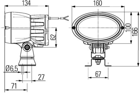 Hella Werklamp Oval 100 12V Xenon XP staand | 1GA 996 461-311