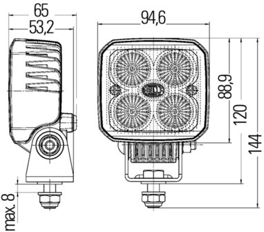 Hella Werklamp Q90C led 9-33V verreikend | 1GA 996 284-012