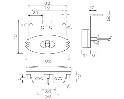 Asp&ouml;ck LED Positionsleuchte Flatpoint II 12V + Montagehalterung