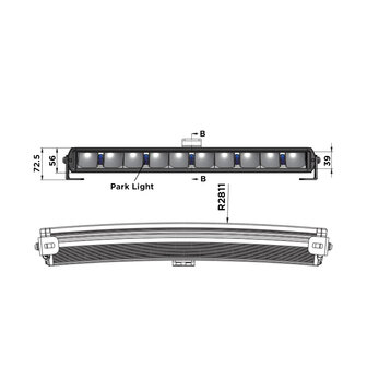 Boreman LED-Lightbar Curved + Positionslicht Wei&szlig; oder Orange 44&quot;