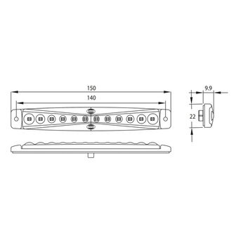 Dasteri LED Positionsleuchte Wei&szlig; Lang 24V