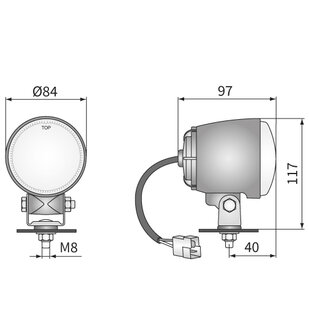 Wesem Halogen Arbeitsscheinwerfer Rund + AMP Faston Stecker