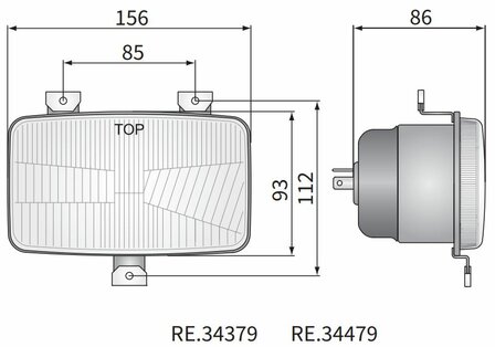 Wesem Hauptscheinwerfer H4 156x93x86 3-Punkt Befestigung