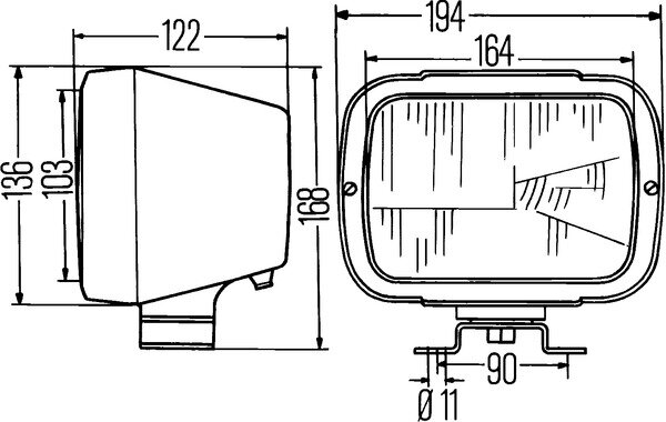 Hella Koplamp Opbouw 12/24V H4 164x103mm Met Standlicht | 1AB 004 231-001