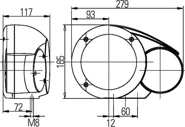 Hella Koplamp Combi 133 12V M8 links | 1E3 996 160-011