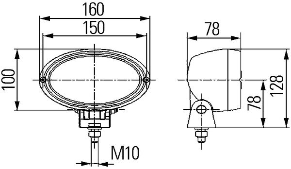 Hella Werklamp Oval 100 bodemverl z/gl H3 | 1GA 996 361-501