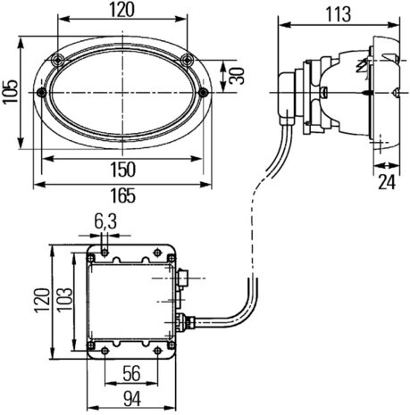 Hella Werklamp Oval 100 inbouw 24V Xenon | 1GA 996 361-581