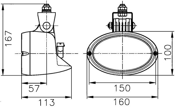 Hella Werklamp Oval 100 12V H9 hangend | 1GA 996 561-007