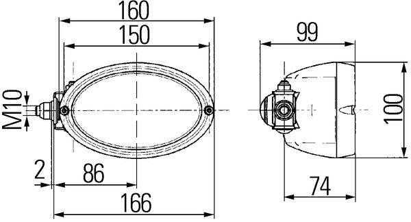 Hella Werklamp Oval 100 dubbele refl zijmontage | 1GA 996 161-331