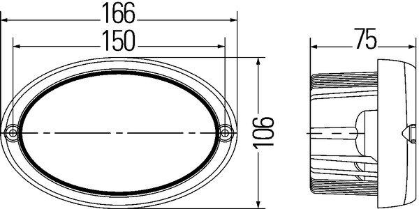 Hella Werklamp Oval 100 led 9-33V Inbouw Voorveld Verlichting | 1GA 996 661-021