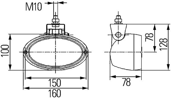 Hella Werklamp Oval 100 12V Xenon hangend | 1GA 996 461-747