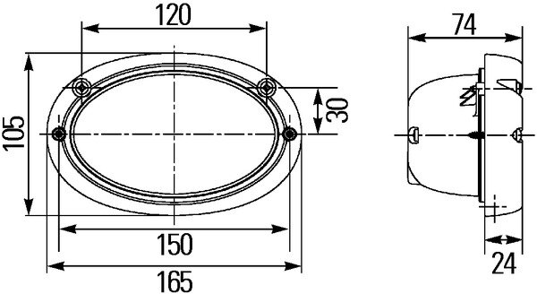 Hella Werklamp Oval 100 Inbouw z/optiek enkele refl | 1GA 996 161-101