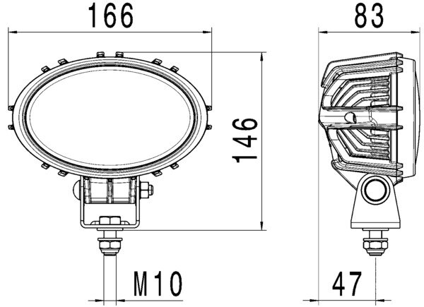 Hella Werklamp Oval 100 led 9-33V ThermoPro Rechts | 1GA 996 661-041