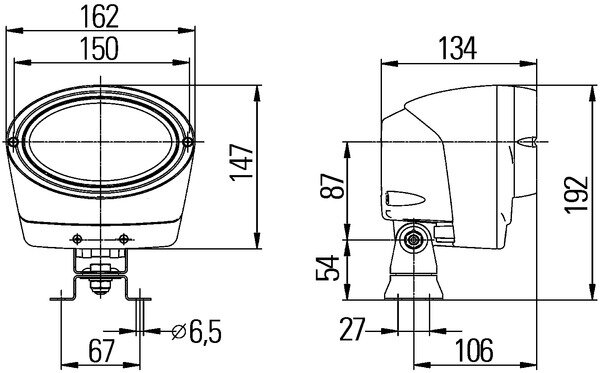 Hella Werklamp Oval 100 12V Xenon staand | 1GA 996 261-511