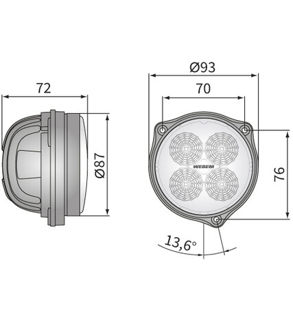 Wesem LED Einbau Arbeitsscheinwefer 1500LM + Deutsch-DT