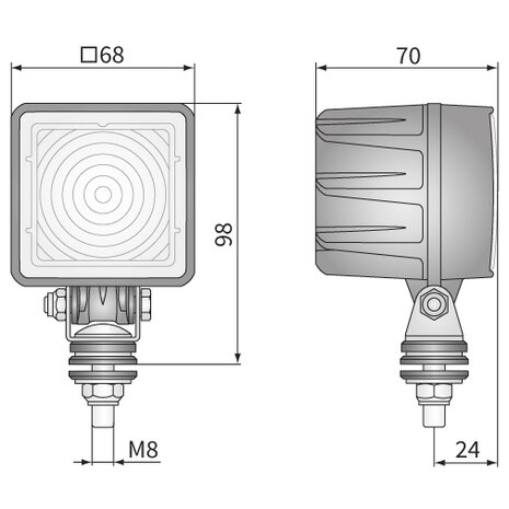 Wesem LED Arbeitsscheinwerfer Eckig 800LM + Deutsch-DT