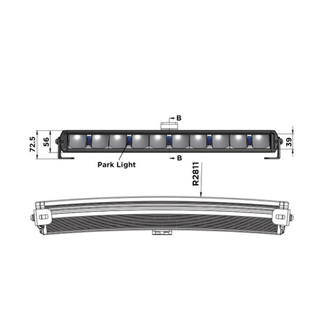 Boreman LED-Lightbar Curved + Positionslicht Weiß oder Orange 44"