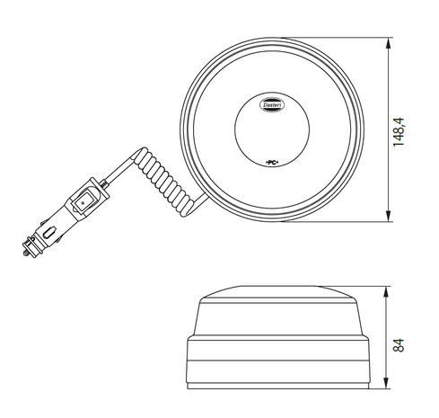 Dasteri Led Rundumleuchte mit Magnet Rot