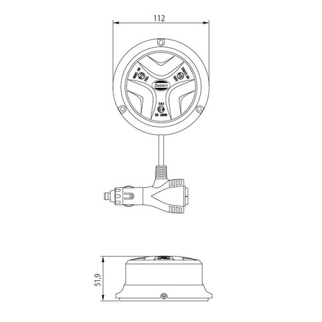 Dasteri LED Rundumleuchte Mit Magnet Montage Orange