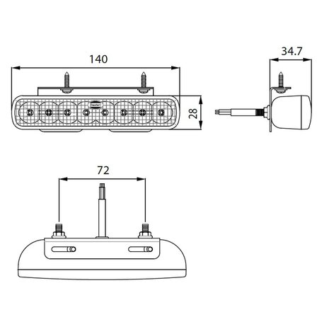 Dasteri LED Blitzer mit Montagehalterung Orange