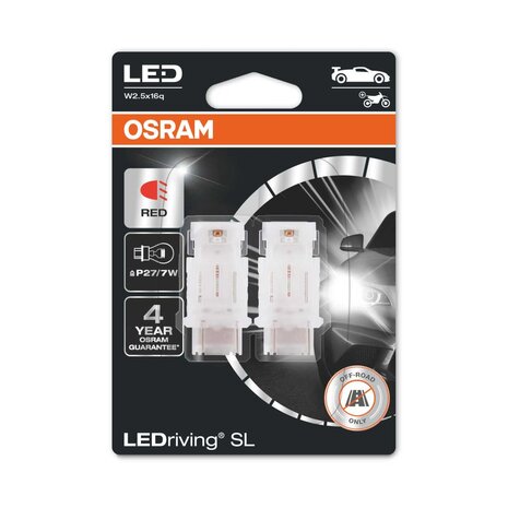 Osram P27/7W LED Retrofit Rot 12V W2.5x16q 2 Stück | OFF-ROAD ONLY