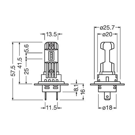 Osram H7/H18 HL Easy LED-Scheinwerfer 16W PX26d/PY26d-t Set 12V