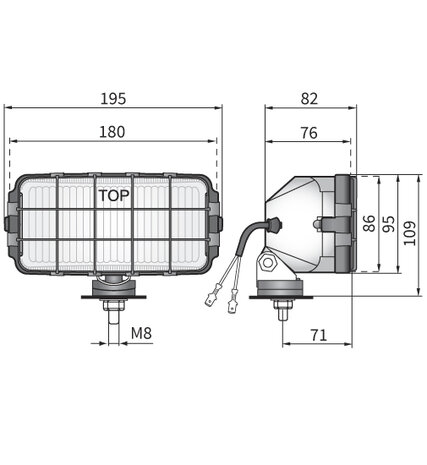 HP2 Halogeen Mistlamp afmetingen