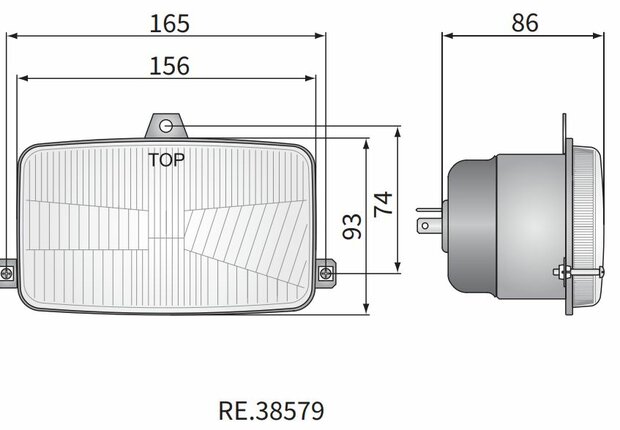 Wesem Hauptscheinwerfer H4 156x93x86 3-Punkt Befestigung