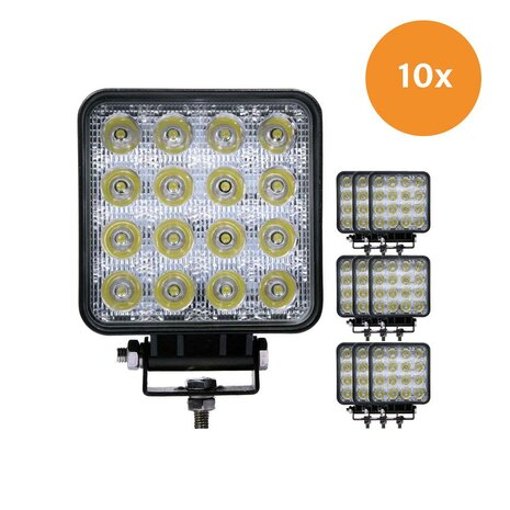 10 Stück Discount 48W LED Arbeitsscheinwerfer quadratisch BUDGET