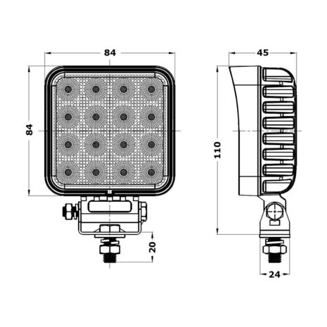 WERAM 48W LED Arbeitsscheinwerfer Eckig Mini 3840LM