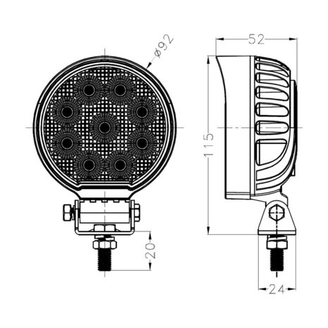 WERAM 27W LED Arbeitsscheinwerfer Rund Mini 2160LM