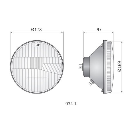 Wesem Hauptscheinwerfer Rund Ø178mm / 7 Inch H4 Einbau