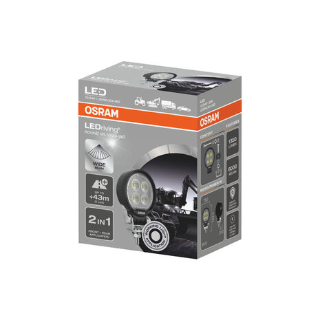 Osram LED Arbeitsscheinwerfer Rund Flutlicht 1350 lm VX80-WD