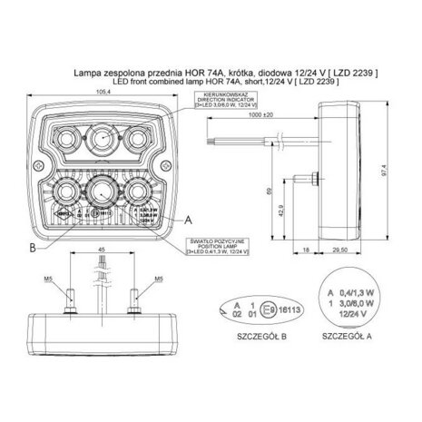 Horpol Kombinationsleuchte Eckige Vorne 12-24V LZD 3246 