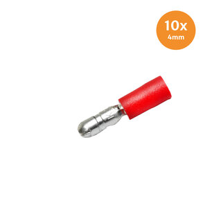 Rundstecker Vollisoliert Rot 4mm (0,5-1,5mm) 10 Stück