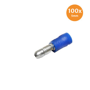 Rundstecker Vollisoliert Blau 5mm (1,5-2,5mm) 100 Stück